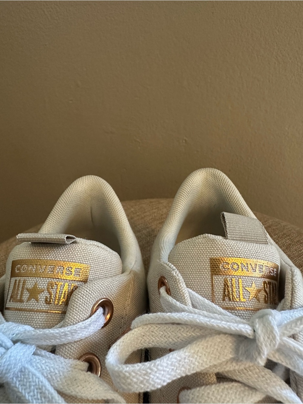 Converse Low-Top Canvas Sneakers in Beige with White Accents - Picture 5 of 8